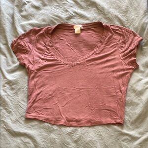 Women's Pink V-Neck Top